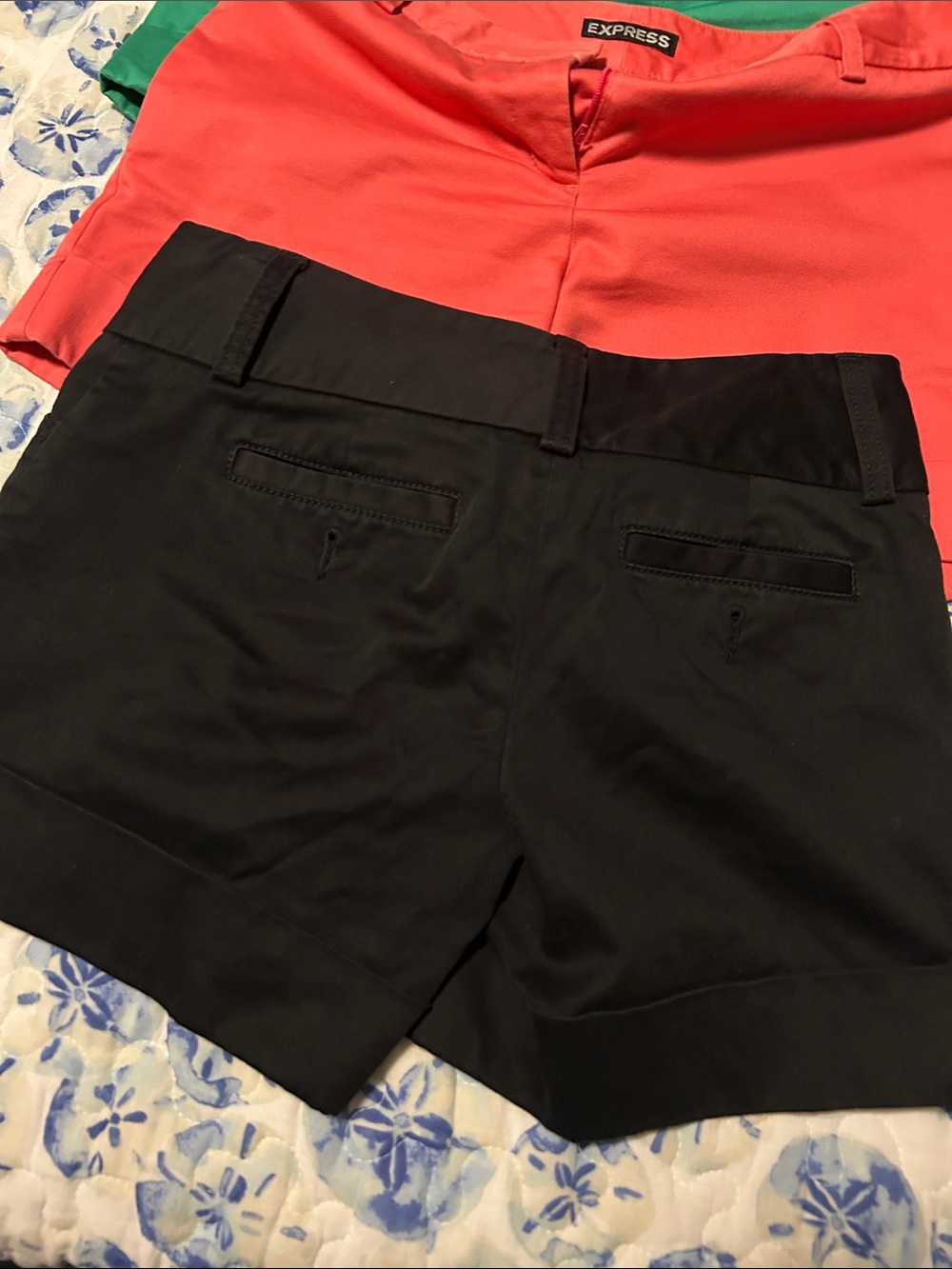 Express Women’s Shorts Trio in Black, Coral, and Green - Picture 2 of 5